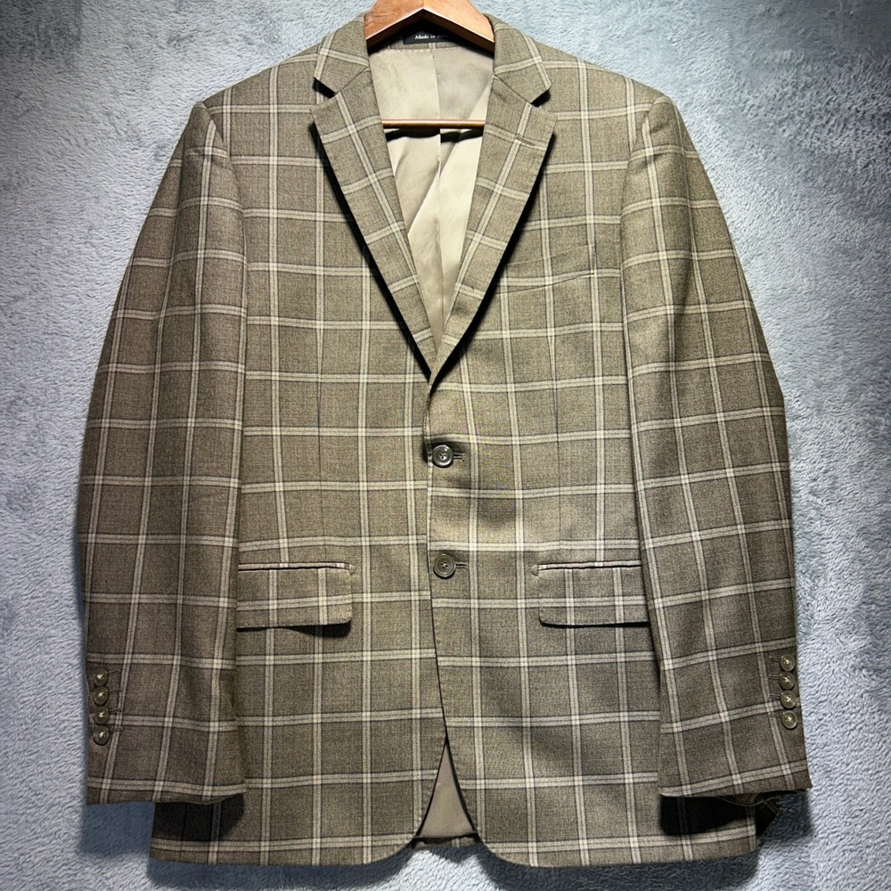 Sergio Valentino Italy Super 150s Wool Plaid Blazer Brown 36 S Novello Jacket 36